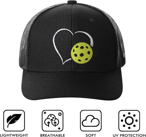 Embroidered Pickleball Hats for Men Women, Adjustable Heart Pickleball Baseball Caps Gifts for Fans in Saudi Arabia