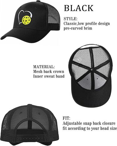Embroidered Pickleball Hats for Men Women, Adjustable Heart Pickleball Baseball Caps Gifts for Fans in Saudi Arabia