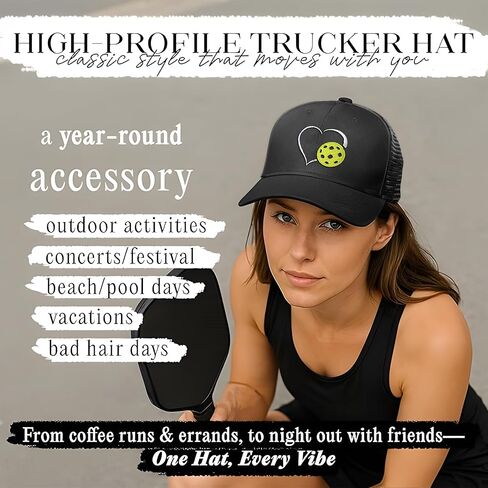 Embroidered Pickleball Hats for Men Women, Adjustable Heart Pickleball Baseball Caps Gifts for Fans in Saudi Arabia