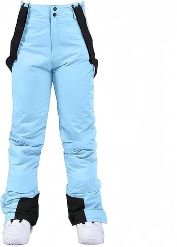 Women's Snow Ski Pants Insulated Winter Warm Outdoor Waterproof Snowboard Pants Bibs Detachable Suspender in Kuwait
