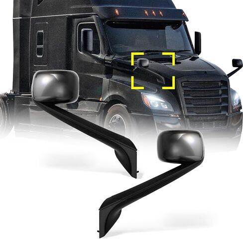 مجموعة مرايا غطاء المحرك الأسود High Soar A22-75354-002 مناسبة لـ Freightliner Cascadia 2018 2019 2020-New زوج (جوانب السائق والركاب) in Saudi Arabia