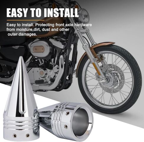 Motorcycle Front Axle Nut Covers, PSLER 3.6" 9.1CM Front Axle Caps for Street Glide Road King Electra Glide Tri Glide Dyna Sportster 1200 Iron 883 Forty Eight 48 Heritage Softail (Black) in Saudi Arabia