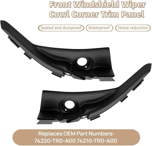 Front Windshield Wiper Cowl Corner Trim Panel Left & Right Side Compatible with 2012–2015 Honda Civic 9th Replaces 74220-TR0-A00 74210-TR0-A00 Windshield Wiper Motor Side Cover in Kuwait