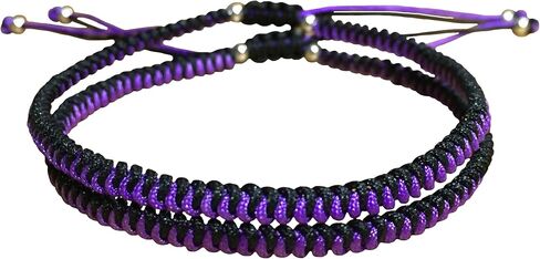 2PCS COUPLE BRACELET - Purple and Black Blend Adjustable Braided Shamballa Bracelets in Saudi Arabia