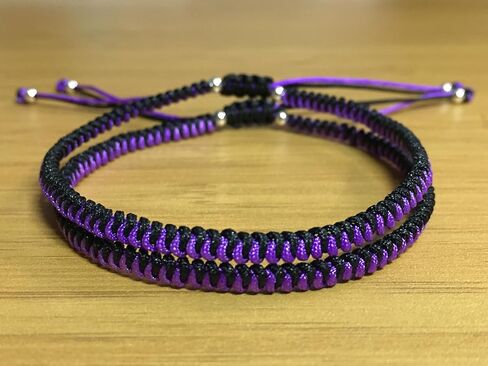 2PCS COUPLE BRACELET - Purple and Black Blend Adjustable Braided Shamballa Bracelets in Saudi Arabia