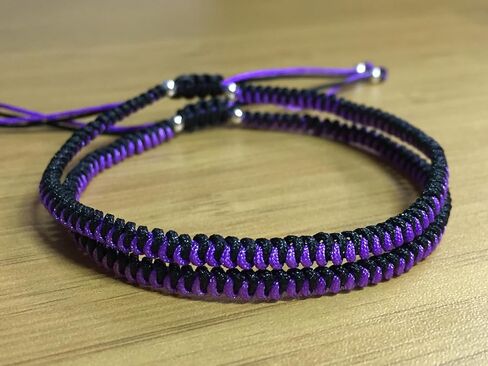 2PCS COUPLE BRACELET - Purple and Black Blend Adjustable Braided Shamballa Bracelets in Saudi Arabia