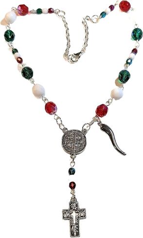 8mm & 4mm Czech Bead Italian Auto Rosary with Stainless Steel Italian Horn (Cornicello) Charm in Saudi Arabia