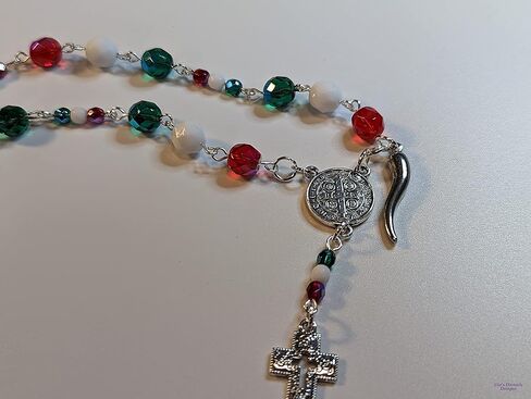 8mm & 4mm Czech Bead Italian Auto Rosary with Stainless Steel Italian Horn (Cornicello) Charm in Saudi Arabia