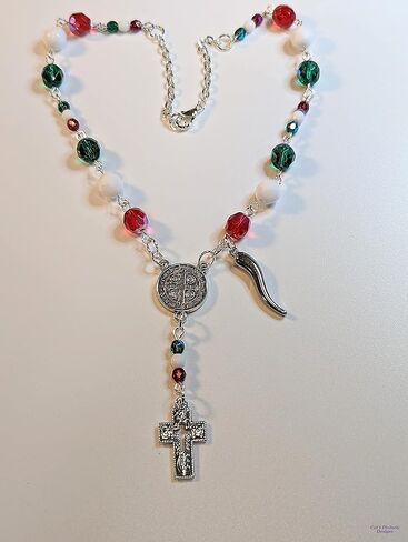 8mm & 4mm Czech Bead Italian Auto Rosary with Stainless Steel Italian Horn (Cornicello) Charm in Saudi Arabia
