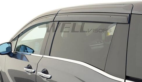 أقنعة نافذة WellVisors منحرفة للرياح متوافقة مع Honda 18-26 Odyssey مع واقيات مطر سوداء 3-847HD039 in Saudi Arabia