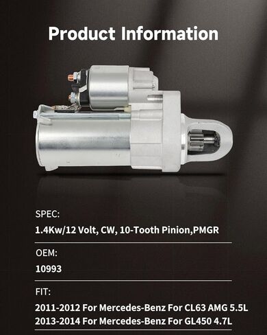 OCPTY starter motor 10993 2011-2012 for Mercedes-Benz for CL63 AMG 5.5L,2013-2014 for Mercedes-Benz for GL450 4.7L,2013-2016 for Mercedes-Benz for GL550 4.7L,2017-2019 for Mercedes-Benz for GLS550 in Saudi Arabia