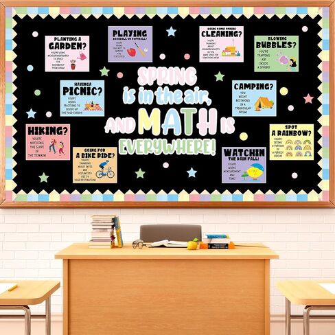 Spring Math Bulletin Board Set Spring is in The air Classroom Decoration Math is Everywhere Paper Cutouts Elementary Mathematics Boards Supplies for Classroom School Chalkboard Wall Decor in Kuwait
