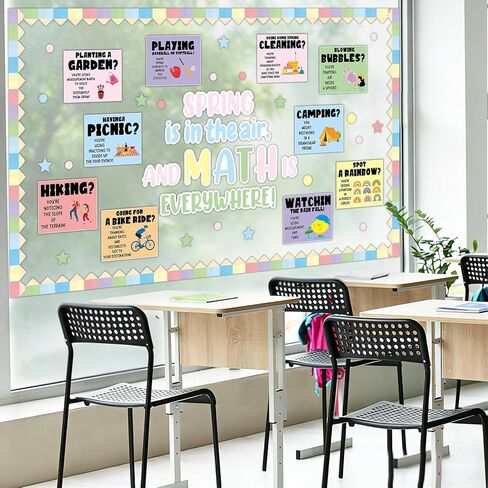 Spring Math Bulletin Board Set Spring is in The air Classroom Decoration Math is Everywhere Paper Cutouts Elementary Mathematics Boards Supplies for Classroom School Chalkboard Wall Decor in Kuwait