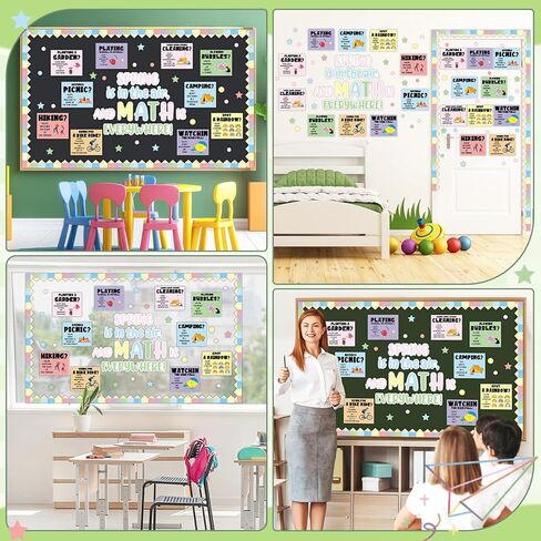 Spring Math Bulletin Board Set Spring is in The air Classroom Decoration Math is Everywhere Paper Cutouts Elementary Mathematics Boards Supplies for Classroom School Chalkboard Wall Decor in Kuwait