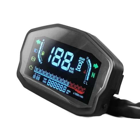 Tbest LCD Motorcycle Instrument Cluster Digital Display High Precision Speedometer Tachometer Water Temperature Oil Level Meter for Most Motorcycles Plastic in Saudi Arabia