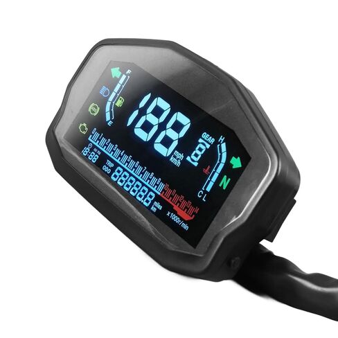Tbest LCD Motorcycle Instrument Cluster Digital Display High Precision Speedometer Tachometer Water Temperature Oil Level Meter for Most Motorcycles Plastic in Saudi Arabia