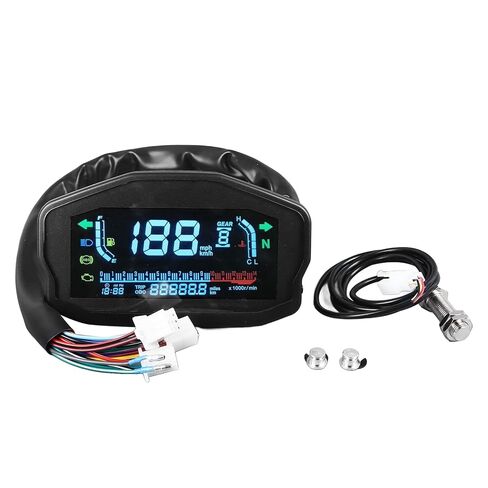 Tbest LCD Motorcycle Instrument Cluster Digital Display High Precision Speedometer Tachometer Water Temperature Oil Level Meter for Most Motorcycles Plastic in Saudi Arabia