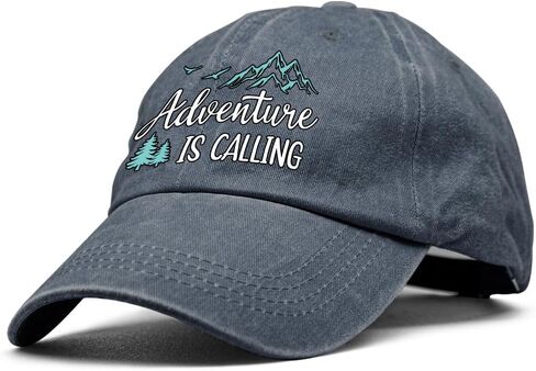 XQLZY Adventure Is Calling Adjustable Baseball Cap, Retro Cotton Hat for Men Women, Funny Wild Camp Gifts for Travel Wandering Exploring Adventure Enthusiast, Baseball Hats for Nature Lover in Kuwait