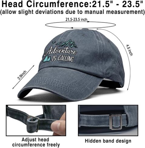 XQLZY Adventure Is Calling Adjustable Baseball Cap, Retro Cotton Hat for Men Women, Funny Wild Camp Gifts for Travel Wandering Exploring Adventure Enthusiast, Baseball Hats for Nature Lover in Kuwait