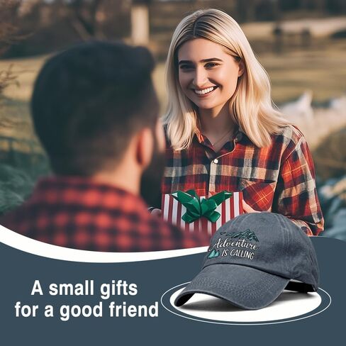 XQLZY Adventure Is Calling Adjustable Baseball Cap, Retro Cotton Hat for Men Women, Funny Wild Camp Gifts for Travel Wandering Exploring Adventure Enthusiast, Baseball Hats for Nature Lover in Kuwait