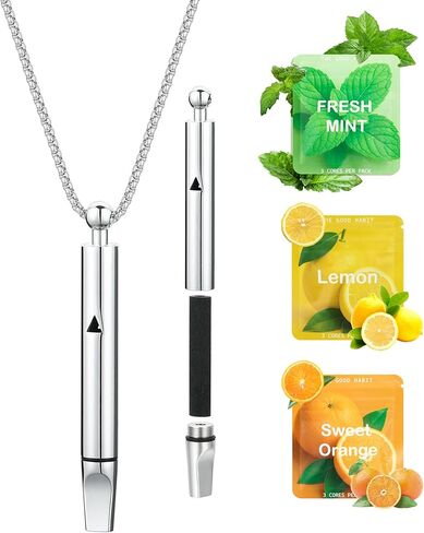 Breathe Free Breathing Necklace with Adjustable Resistance, Quit Smoking Inhaler with 9 Replacement Pods, Stop Smoking Necklace for Anxiety Relief, Relaxation, Focus, Mindful Breathing in Saudi Arabia