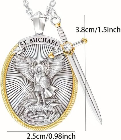St. Michael Catholic Patron Pendant Necklace Jewelry Divine Sword Senhield Protection Gift for Men and Women in Saudi Arabia