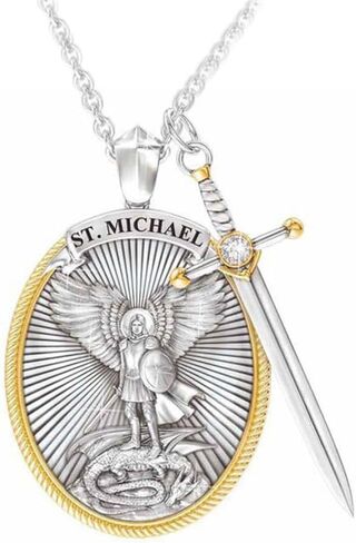 St. Michael Catholic Patron Pendant Necklace Jewelry Divine Sword Senhield Protection Gift for Men and Women in Saudi Arabia