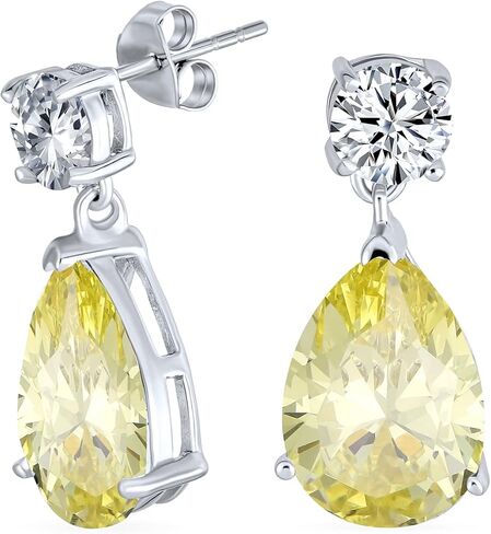 Classic Bridal Simple Cubic Zirconia Teardrop AAA CZ Dangle Drop Earrings For Women Prom 14K Gold Plated .925 Sterling Silver 6 12MM in Saudi Arabia