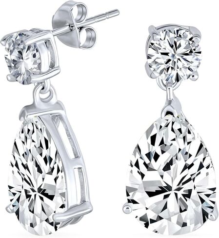 Classic Bridal Simple Cubic Zirconia Teardrop AAA CZ Dangle Drop Earrings For Women Prom 14K Gold Plated .925 Sterling Silver 6 12MM in Saudi Arabia