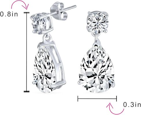 Classic Bridal Simple Cubic Zirconia Teardrop AAA CZ Dangle Drop Earrings For Women Prom 14K Gold Plated .925 Sterling Silver 6 12MM in Saudi Arabia