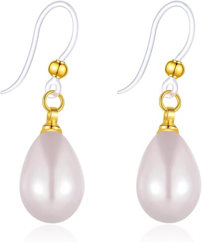 أقراط بلاستيكية للنساء، أقراط KMEOSCH خفيفة الوزن أنيقة متدلية من اللؤلؤ على خطافات بلاستيكية لا تسبب الحساسية للأذنين الحساسة in Kuwait