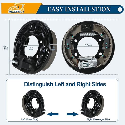 Driver and Passenger Side Brake Assembly Replacement for Club Car DS/Precedent 1995-Up, EZGO 1982-Up, Yamaha 1982-2006 Rear Brake Kit Replace OEM 101823301, 103380202,17081G1, J17-27209-00 in Kuwait