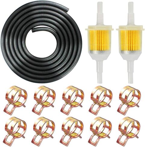 IZOKEE 1/4" Inch ID Fuel Line Set - 2 Meter / 6-Foot ¼ Inch Fuel Line + 2 Pcs 1/4 Inch & 5/16 Inch Fuel Filters + 10 Pcs 2/5" ID Hose Clamps for Kawasaki Kohler Briggs & Stratton Small Engine in Saudi Arabia