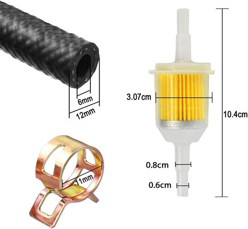 IZOKEE 1/4" Inch ID Fuel Line Set - 2 Meter / 6-Foot ¼ Inch Fuel Line + 2 Pcs 1/4 Inch & 5/16 Inch Fuel Filters + 10 Pcs 2/5" ID Hose Clamps for Kawasaki Kohler Briggs & Stratton Small Engine in Saudi Arabia