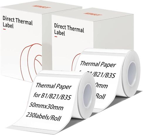 B1 B21 B3S Label Maker Tape Adapted Labels Sticker 1.96"x 1.18" (50x30mm) Standard Laminated Office Container Labeling Tape Replacement for Niimbot B21 B1 B3S Label Maker (2 Rolls, White) in Kuwait