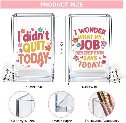 I Didn't Quit Today Acrylic Pen Holder Cup Set 2, Cute Pencil Holder Desk Organizer, Funny Desk Accessories, Work Humor Gifts, Sarcastic Office Gifts for Women Coworkers Teachers Besties Nurses in Kuwait