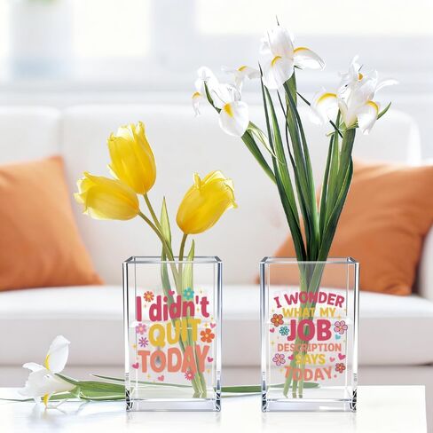 I Didn't Quit Today Acrylic Pen Holder Cup Set 2, Cute Pencil Holder Desk Organizer, Funny Desk Accessories, Work Humor Gifts, Sarcastic Office Gifts for Women Coworkers Teachers Besties Nurses in Kuwait