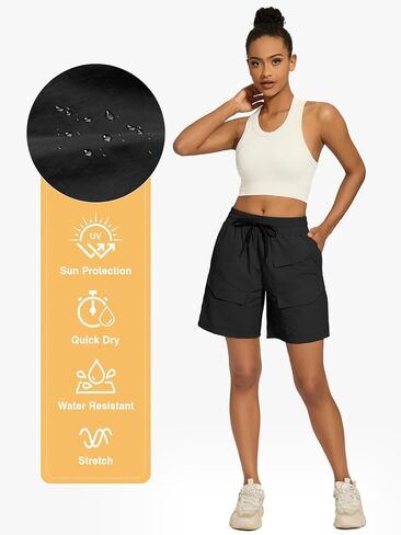 VUTRU Women's Hiking Cargo Shorts 6.7" Quick Dry Athletic Shorts Lightweight Outdoor Running Shorts with Pockets in Kuwait