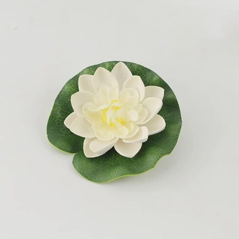 6 Pcs White Artificial Lotus Flowers Large Floating Lotus Faux Water Lily Flowers Fish Pond Artificial Plants with Artificial Lily Pads, Artificial Plants in Saudi Arabia