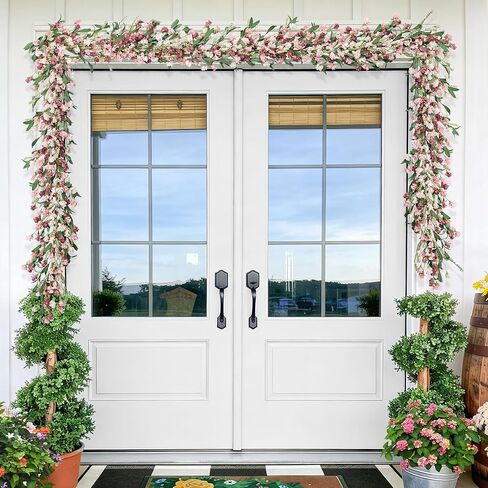 6ft Spring Flower Garland for Mantle Decor: Artificial Floral Vine with Greenery for Wedding Arch, Fireplace, Table & Wall, All Season Home Decor for Summer, Easter, Mother's Day (Pink) in Kuwait