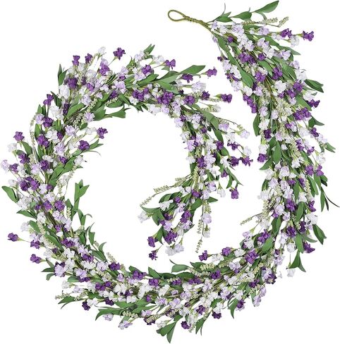 6ft Spring Flower Garland for Mantle Decor: Artificial Floral Vine with Greenery for Wedding Arch, Fireplace, Table & Wall, All Season Home Decor for Summer, Easter, Mother's Day (Pink) in Kuwait