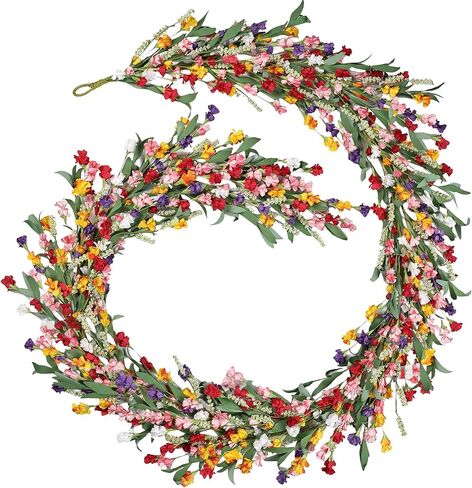 6ft Spring Flower Garland for Mantle Decor: Artificial Floral Vine with Greenery for Wedding Arch, Fireplace, Table & Wall, All Season Home Decor for Summer, Easter, Mother's Day (Pink) in Kuwait