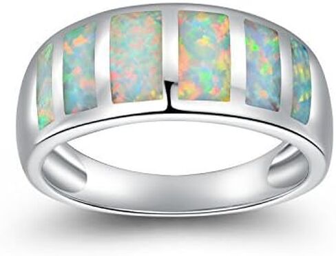 VOLUKA 18K Black Gold Plated Marquise White Fire Opal Halo CZ Eternity Ring Band Cocktail Ring for Women Men Jewelry Gifts (Size 5) in Saudi Arabia