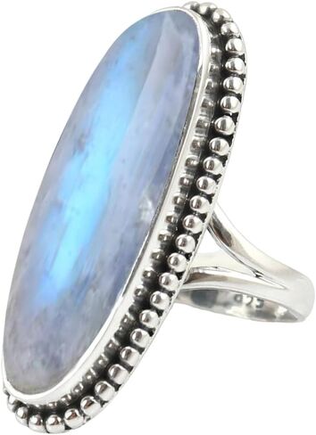 Purple Copper Turquoise Gemstone Ring 925 Sterling Silver Handmade Long Oval Designer Ring For Women Wedding Gift For Her By NKG in Saudi Arabia