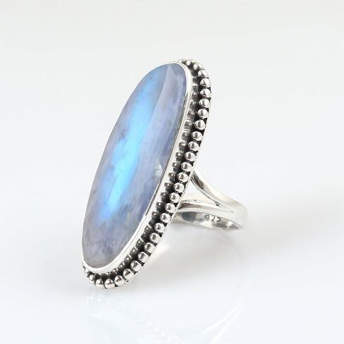 Purple Copper Turquoise Gemstone Ring 925 Sterling Silver Handmade Long Oval Designer Ring For Women Wedding Gift For Her By NKG in Saudi Arabia