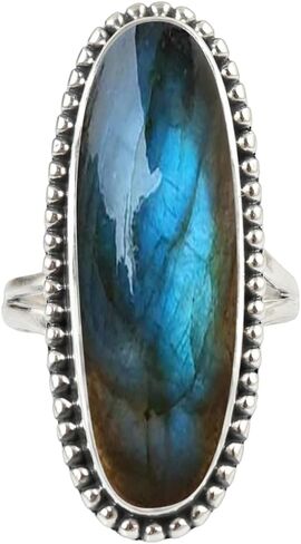Purple Copper Turquoise Gemstone Ring 925 Sterling Silver Handmade Long Oval Designer Ring For Women Wedding Gift For Her By NKG in Saudi Arabia