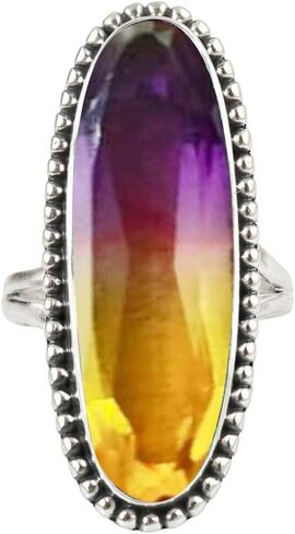 Purple Copper Turquoise Gemstone Ring 925 Sterling Silver Handmade Long Oval Designer Ring For Women Wedding Gift For Her By NKG in Saudi Arabia