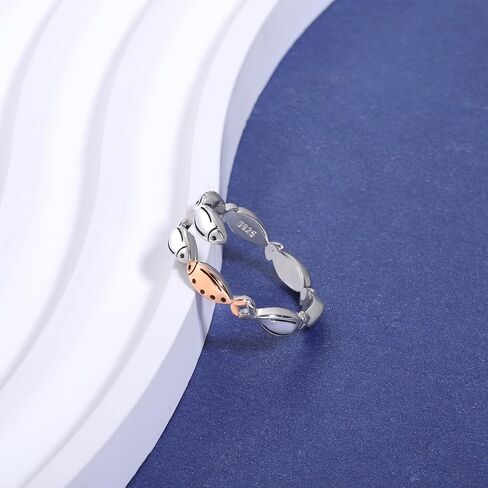 Swim Against Current Fish Ring: S925 Sterling Silver Fish Hope Ring Adjustable Spiritual Inspirational Jewelry Gift for Women Fishermen in Kuwait
