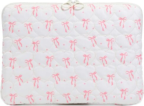حافظة كمبيوتر محمول Hibear Cute Bow مقاس 13-15 بوصة Y2K Preppy حافظة كمبيوتر محمول Kawaii حافظة كمبيوتر مبطنة لجهاز MacBook (وردي، 15 بوصة) in Kuwait