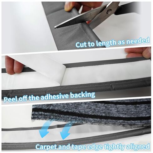 شريط ربط بحافة السجاد بطول 52.5 قدم، شريط ربط للسجاد مع حافة نهائية ذاتية اللصق باللون الرمادي in Kuwait